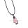 Natural Rose Quartz Silver Skull Pendant Necklace